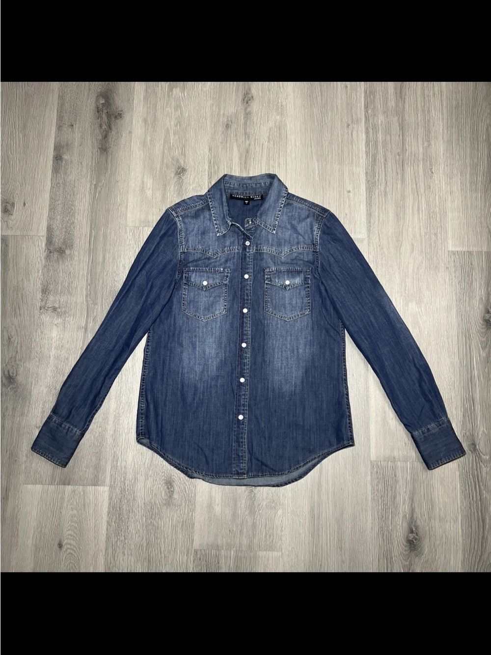 Denim Button-Down Shirt in Medium Blue